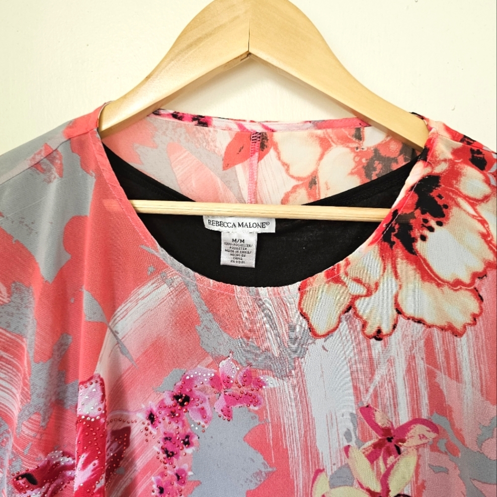 Rebecca Malone blouse with floral shawl (M) - Picture 4 of 9